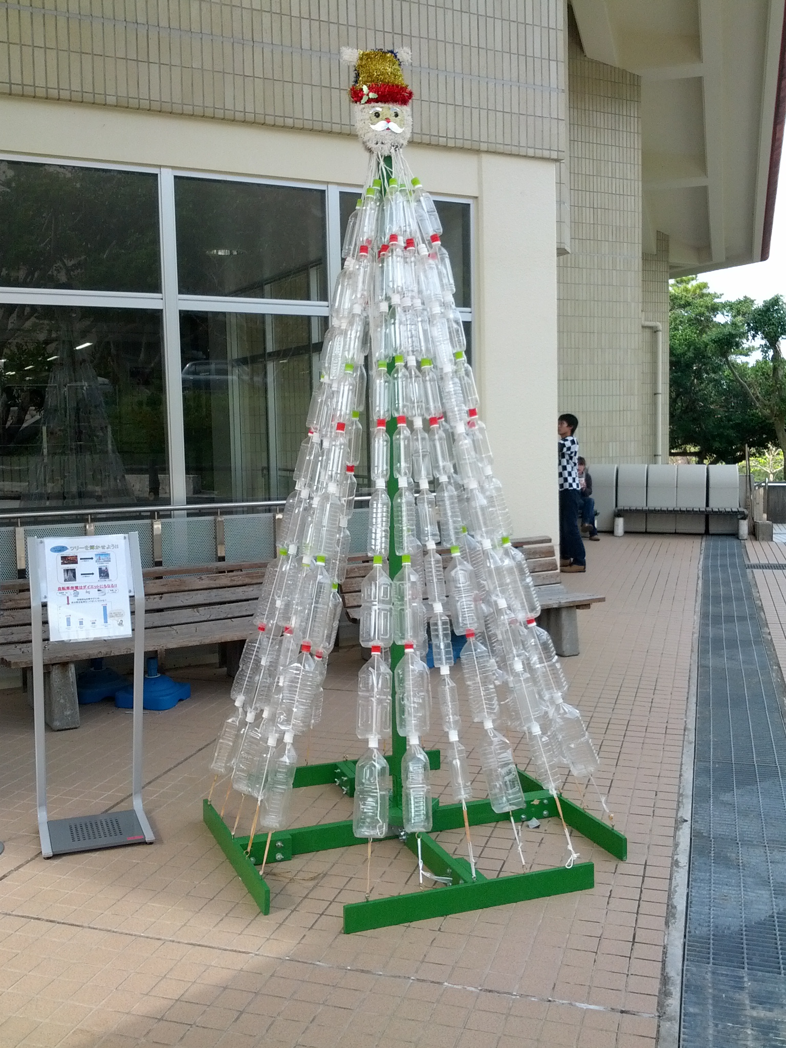 Auf dem Campus steht ein Baum aus Flaschen...
